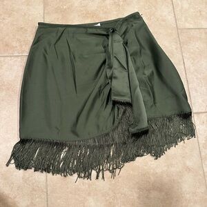 ASOS Dark Green Fringe Mini Skirt